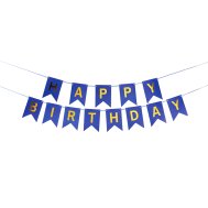 Гирлянда бумажная "Happy Birthday" синяя Гирлянда бумажная "Happy Birthday" синяя