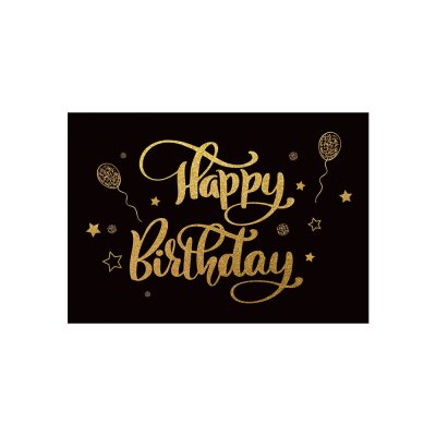 Мини-открытки "Happy birthday" золото на черном 10 шт