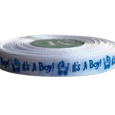 Лента репсовая 1,2 см "It`s a Boy" 23 м
