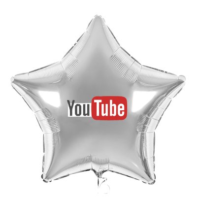 Наклейка на фольгированный шар 18" "YouTube" надпись 13х5 см 