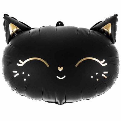 Фольгированный шар фигура "Кошечка" чёрная 36х48 см Partydeco