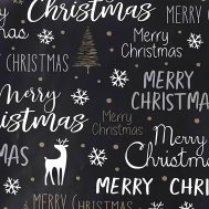 Бумага подарочная "Merry Christmas" на чёрном 100 см х 70 см 5 листов