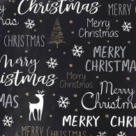 Бумага подарочная "Merry Christmas" на чёрном 100 см х 70 см 5 листов Бумага подарочная "Merry Christmas" на чёрном 100 см х 70 см 5 листов