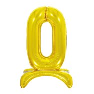 Фольгированный шар цифра  на подставке "0" золото 32" Pelican 
