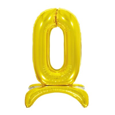 Фольгированный шар цифра  на подставке "0" золото 32" Pelican 