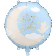 Фольгированный круглый шар "Welcome baby" голубой 18" Partydeco Фольгированный круглый шар "Welcome baby" голубой 18" Partydeco