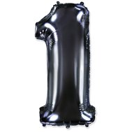 Фольгированный шар цифра "1" чёрный 40" FlexMetal