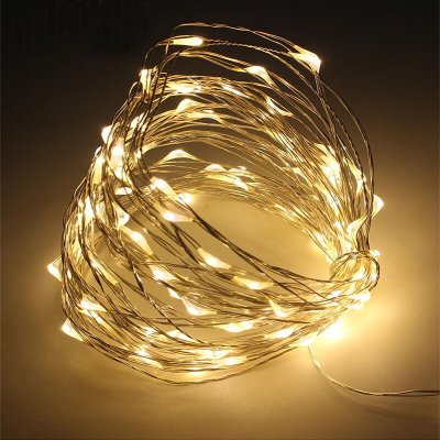 Гирлянда проволока Роса 50LED на батарейках теплый белый 5 м