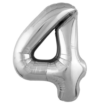 Фольгированный шар цифра "4" Slim серебро 39" FlexMetal