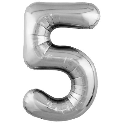 Фольгированный шар цифра "5" Slim серебро 39" FlexMetal