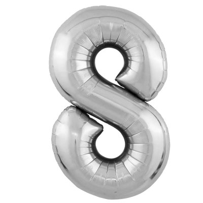 Фольгована кулька цифра "8" Slim срібло 39" FlexMetal