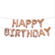 Фольгированный шар-надпись "Happy Birthday" розовое золото Китай Фольгированный шар-надпись "Happy Birthday" розовое золото Китай