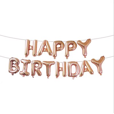 Фольгированный шар-надпись "Happy Birthday" розовое золото Китай 