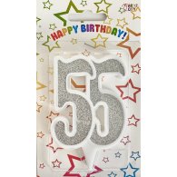 Свічка-цифра ювілейна "55" срібло