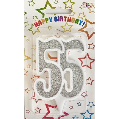 Свічка-цифра ювілейна "55" срібло
