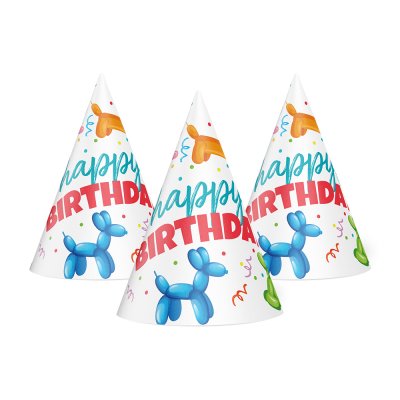 Колпачок "Happy Birthday" воздушные фигуры 15 см 20 шт
