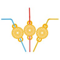 Трубочки для напитков с гофрой "Узор" оранжевый" 8 шт