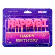 Свечи-буквы "Happy Birthday" розовые