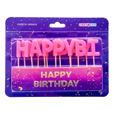Свечи-буквы "Happy Birthday" розовые