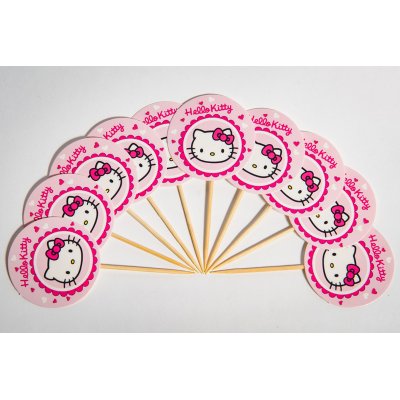 Топперы для кексов и бургеров "Hello Kitty" 10 шт