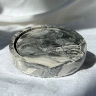 Подставка гипсовая круглая мрамор чёрный 8х1,1 см