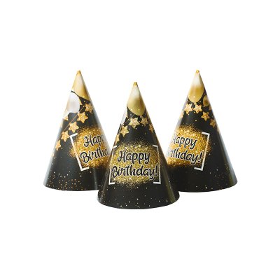 Колпачок "Happy Birthday black" 15см 20шт