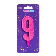 Свічка-цифра "9" рожева блиск