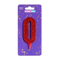 Свічка-цифра "0" червона блиск