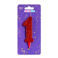 Свеча-цифра "1" красная блеск