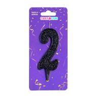 Свеча-цифра "2" черная блеск Свеча-цифра "2" черная блеск