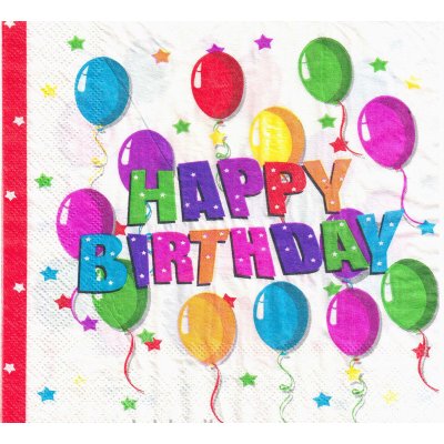 Салфетки "Happy birthday" белые 20шт Салфетки "Happy birthday" белые 20шт