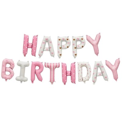 Фольгована кулька-напис "Happy Вirthday" рожево-білий мікс Китай Фольгована кулька-напис "Happy Вirthday" рожево-білий мікс Китай