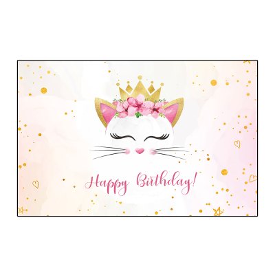 Плакат для праздника "Happy Birthday" кошечка 75х120 см