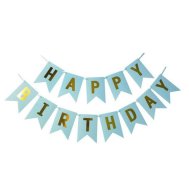 Гирлянда бумажная "Happy Birthday" голубая Гирлянда бумажная "Happy Birthday" голубая
