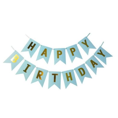 Гирлянда бумажная "Happy Birthday" голубая