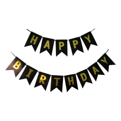 Гирлянда бумажная "Happy Birthday" черная 