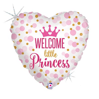 Фольгированный шар сердце "Welcome Princess" 18" Grabo