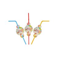 Трубочки для напитков с гофрой "Happy Birthday" 8 шт