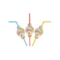 Трубочки для напитков с гофрой "Happy Birthday" 8 шт