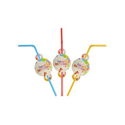 Трубочки для напитков с гофрой "Happy Birthday" 8 шт