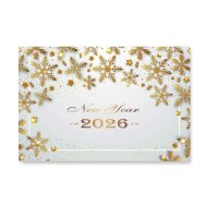 Плакат для праздника "New Year 2026" золотые снежинки 75х120 см