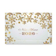 Плакат для свята "New Year 2026" золоті сніжинки 75х120 см