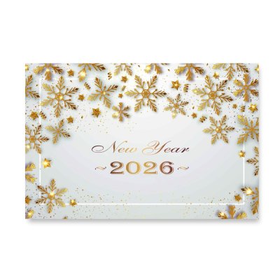 Плакат для свята "New Year 2026" золоті сніжинки 75х120 см