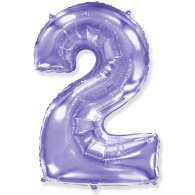 Фольгированный шар цифра "2" сиреневый 39" FlexMetal
