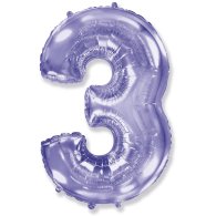 Фольгированный шар цифра "3" сиреневый 39" FlexMetal