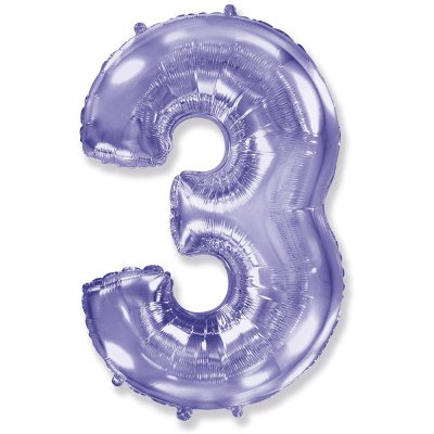 Фольгированный шар цифра "3" сиреневый 39" FlexMetal