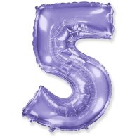 Фольгированный шар цифра "5" сиреневый 39" FlexMetal