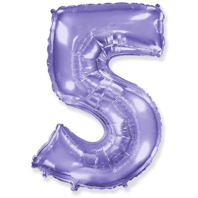 Фольгированный шар цифра "5" сиреневый 39" FlexMetal