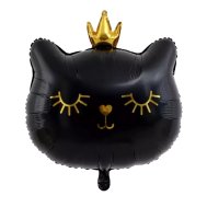 Фольгированный шар "Кошечка с короной" черная 54х48 см Китай