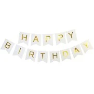 Гірлянда паперова "Happy Birthday" золото на білому Гірлянда паперова "Happy Birthday" золото на білому